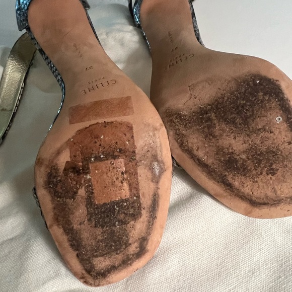 Celine python silver and black sandals - Picture 7 of 9